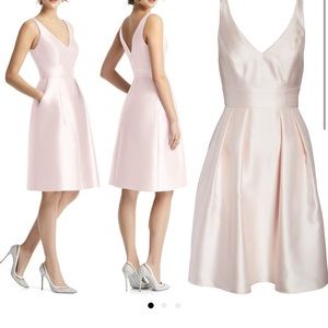 Alfred Sung Cocktail Dress Light Pink sz 14-16W. Knee Length with pockets